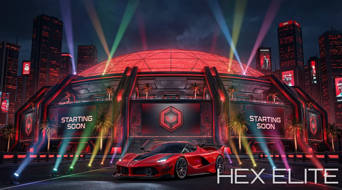 Red Arena Stadium Starting Soon Screen - Custom 3D Stream Overlay