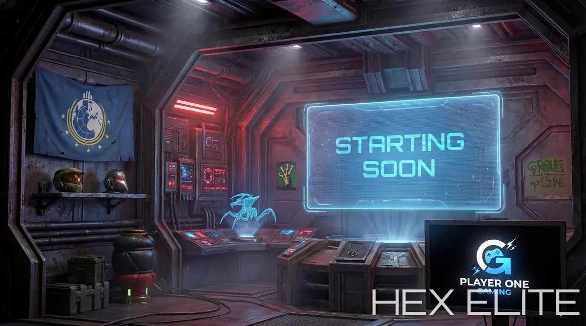 Player One Gaming Starting Soon Screen - Custom 3D Twitch Overlay